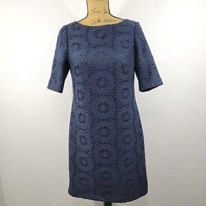 Adrianna Papell Elegant Navy Blue Lace Dress Size 15 Preowned in Excellent Co